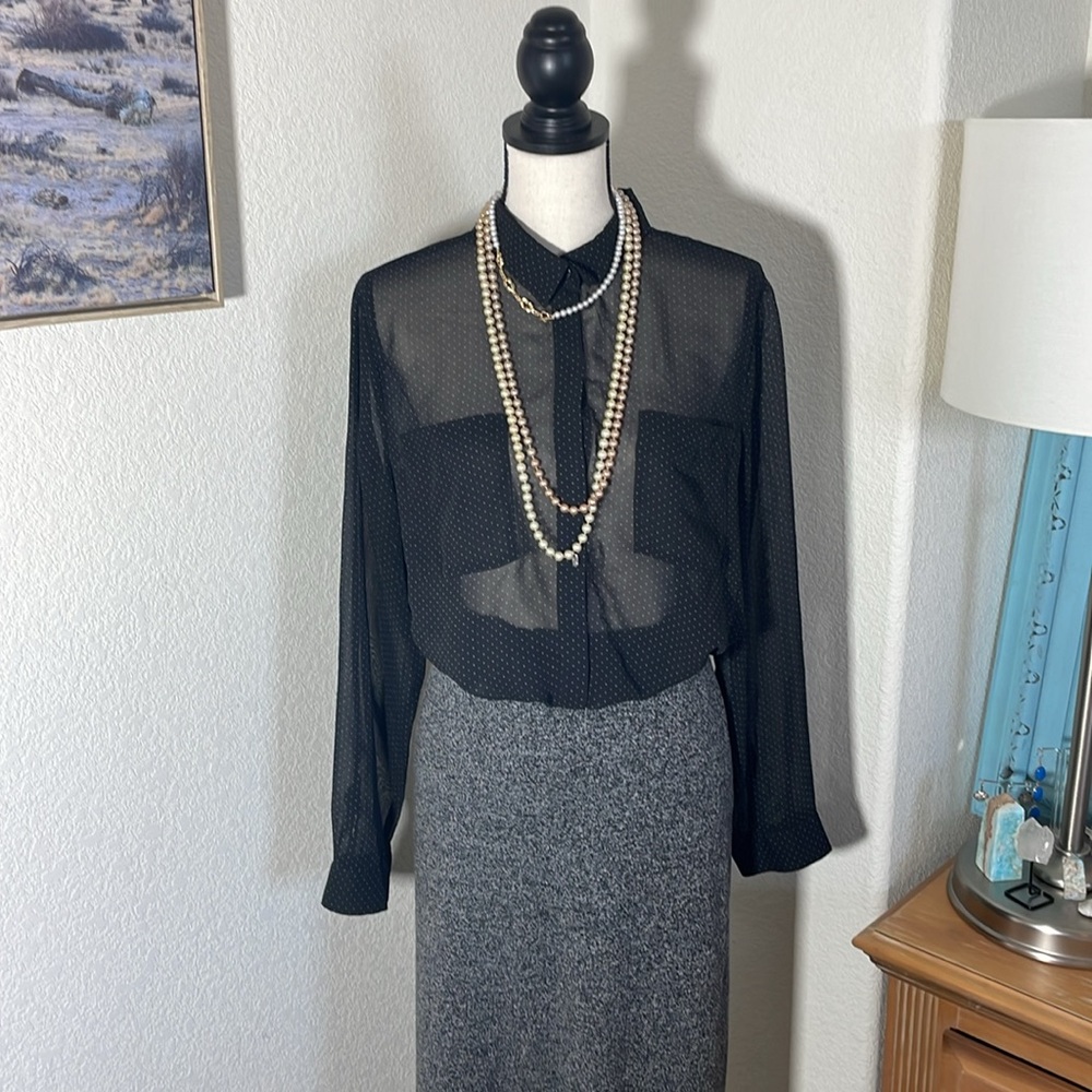 Black and white polka dot blouse